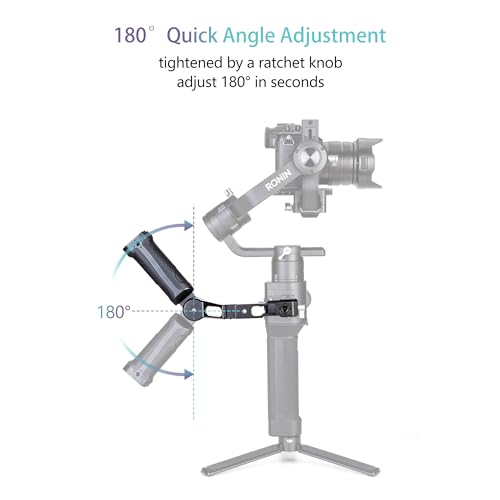 Zeadio Gimbal Side Handle with NATO Clamp, 180° Adjustable Stabilizer Handgrip with Cold Shoe & 1/4" 3/8" ARRI Mounting Holes, Compatible with DJI RS 2 / RSC 2 / RS 3 / RS 3 Pro