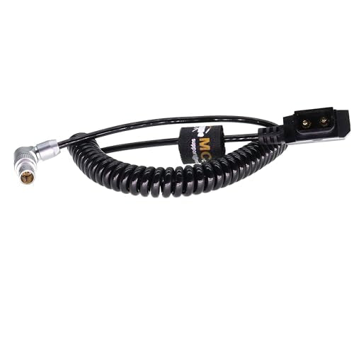 Teradek SmallHD ARRI RED Flexible Coiled Power Cable D-tap to Rotatable 0B 2-Pin Male Right Angle, Gold Mount V-Mount Dtap to Teradek Bolt, Z CAM Rotatable 2 pin, coiled cable