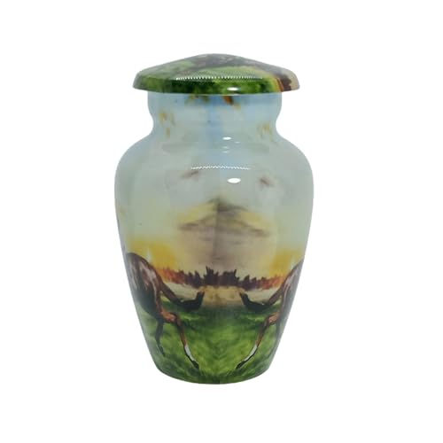 Playing Horse Keepsake Cremation Urn for Human Ashes with Velvet Box and Velvet Bag-Mini Keepsake Urn (3 cu.in)