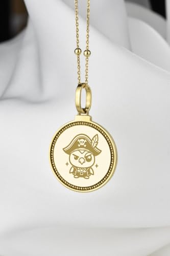 LKBEADS 925 Sterling Silver Saint Augustine Skyline Map Engraved Round 28mm Pendant Necklace Gold Plated Charm For Men & Women With 18 Inch Cable Handmade Jewelry |LK_ENGP_0727