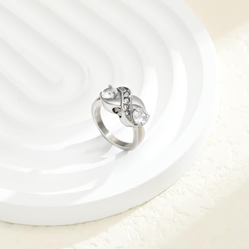 Infinity Urn Ring for Ashes for Women Mom Birthstone Finger Keepsake Rings for Holds Loved One Ashes White 8