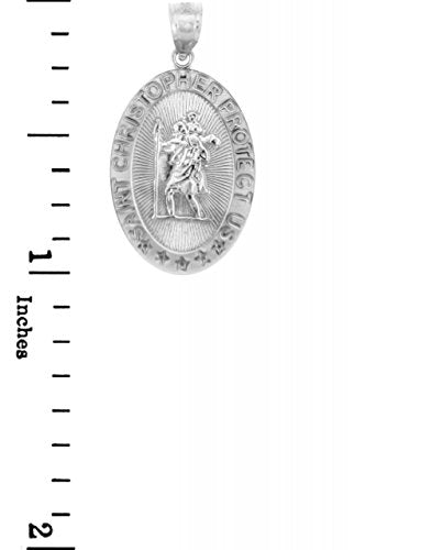 925 Sterling Silver St Christopher Medal Patron Saint of Travelers Catholic Protection Necklace 18.0 Inches