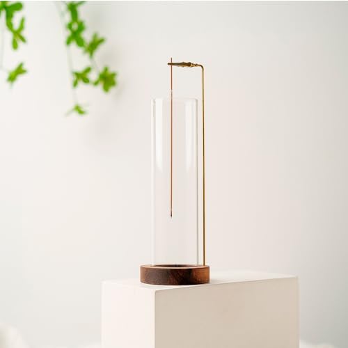 Incense Holder for Sticks, Anti-Ash Flying Incense Burner with 30 Incense Sticks, Detachable Glass Ash Catcher (Wood, Brown) Brown-1pc Wood