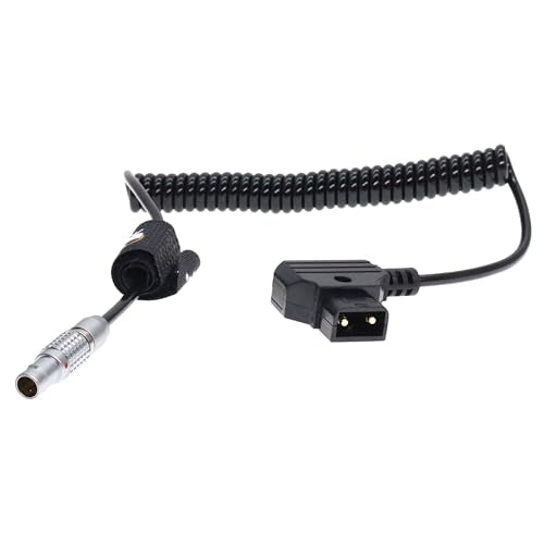 2 Pin Male to D-tap Coiled Power Cable Compatible with Anton Bauer Teradek Bond Pyxis Z Cam ARRI RED Komodo DJI-Ronin TILTA Paralinx Preston Transvideo Offhollywood Switronix Straight 2 pin, coiled cable