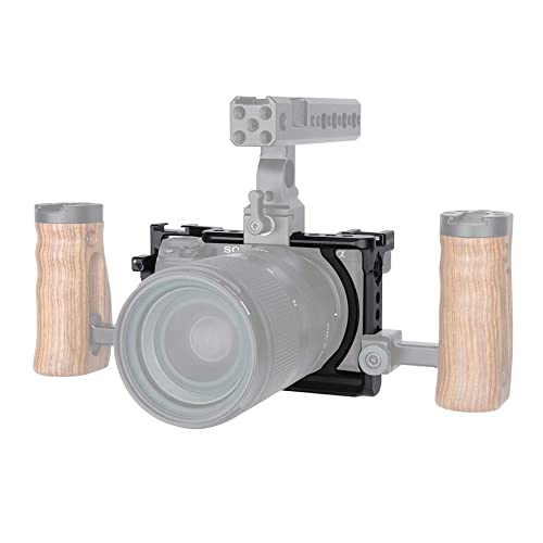 NICEYRIG Camera Cage for Sony A6400 A6500 A6100, with 1/4'' 3/8'' Locating Hole NATO Rail and Cold Shoe - 343