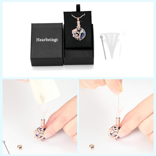 Hearbeingt Hummingbird Urn Necklaces for Ashes Cremation Jewelry for Women Rosegold-blue