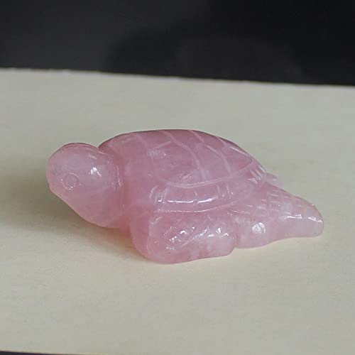 2'' Hand Carved Gemstone Crystal sea Turtle Figurine Animal Carving Statue Home Decor (Rose Quartz) Rose Quartz