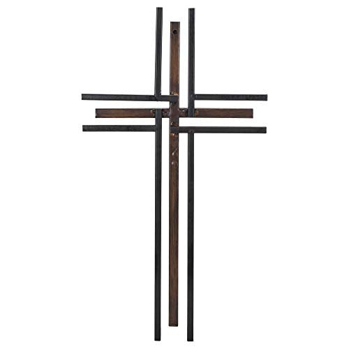 Dicksons Galvanized Look Double Layer 16 inch Decorative Metal Decorative Hanging Wall Cross