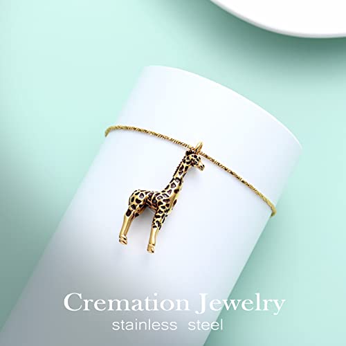 Yinplsmemory Cremation Jewelry Animal Giraffe Urn Necklace for Ashes for Women/Men Keepsake Ashes Holder Urn Locket Pendant Necklace for Human/Pet Ashes Gold