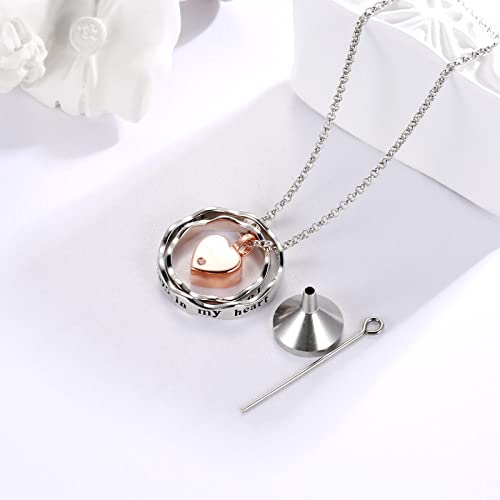 Sterling Silver Cremation Necklace for Ashes Keepsake for Women Rose Sister