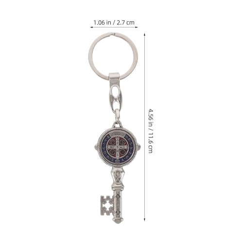 YARNOW 10pcs Saint Benedict Keychain Key Shape Alloy Religious Medal Gift