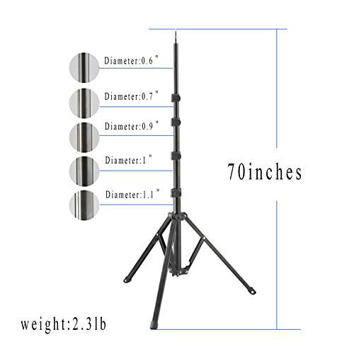 WELLMAKING Light Stand, 72 inches led Light Stand Reverse Folding Light Tripod, 2 Pieces Standard 1/4 to 3/8 inch Metal Male Convertor Threaded Screw Adapter Spigot Stud & U-Shape Swivel Mount Bracket