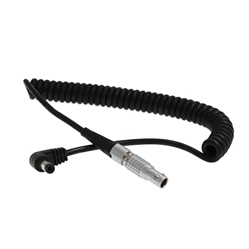 12V DC Barrel to 0B 2 Pin Coiled Power Cable for ARRI Alexa Camera, Teradek Bond, Preston MDR4, FEELWORLD F7 Pro Monitor, Z Cam E2 S6 Camera Coiled Coiled 45cm S 2-pin to R DC 2.5
