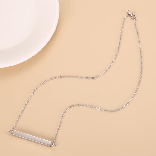 Horizontal Bar Urn Necklace For Ashes For Women Silver