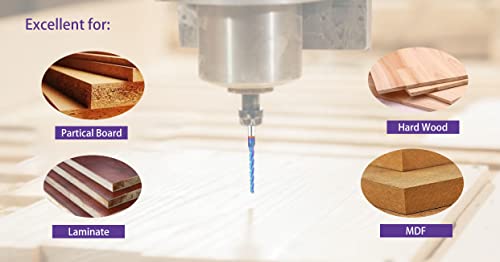 RUHIWORKER 1/8-inch tapered ball nose CNC bit, 1.0-degree angle, 2-pack for edge treatment and grooving
