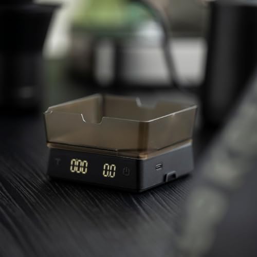Mini Coffee Scale with Timer, 0.1g Precision Espresso Scale, USB-C Rechargeable Digital Coffee Scale with LED Display, 1kg Capacity for Espresso and Pour Over