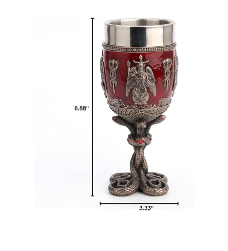 Veronese Design 6 7/8 Inch Baphomet Crimson Jeweled Serpent Chalice Stainless Steel Tumbler