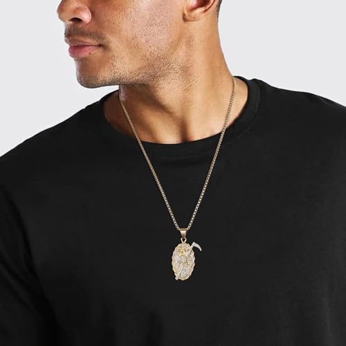 AsAlways Santa Muerte Necklace for Men, with 22"+2" Rolo Chain