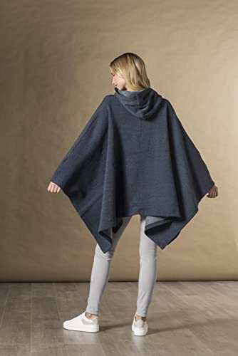 MV Sport Women's Sweatshirt Blanket Poncho Hoodie/Cozy Fleece Pullover Ponchos/Warm Hooded Cape for Women One Size Navy Heather