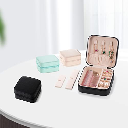 5pack/PU Leather Travel Jewelry Case, Mini Jewelry Box, Small Jewelry Organizer Portable Display Jewelry Storage Case for Rings Earrings Necklace, for Girls Women (White) J5 - White