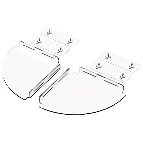 Bakzon Acrylic Corner Shelf 2 Pack, Adhesive Shower Caddy, 0.12" Thick Shatter-Resistant Clear Bathroom Corner Shelves for Tile Wall, No Drill Renter Friendly, 10×10 Inch, 20 lbs Capacity Corner Shelf-Clear