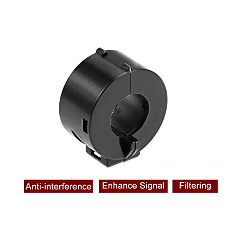 sourcing map Ferrite Core Ring Clip RFI EMI Noise Reduction Fliter Pack of 5 | Black 15mm Cable Clamp