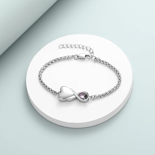 Infinity Urn Bracelet for Women Men Heart Birthstone Cremation Jewelry for Ashes Link Bracelets Keepsake Memorial Urns Lockets for Human Ash Bangle Bracelet Jewellery Purple