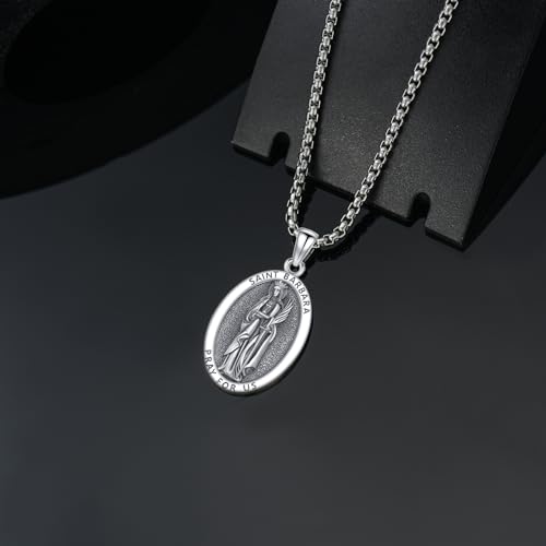 SIMONLY Goddess Necklace for Women 925 Sterling Silver Goddess Amulet Necklace Ancient Egypt Greek Mythology Jewelry 27-Saint Barbara