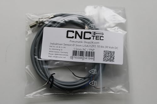 Inductive Sensor M5 Nickel-Plated Brass, PNP NC, Compact Design Diameter 5 mm, IP65, Inductive Proximity Switch Inductive sensor M5 - nickel-plated - 1.5 mm PNP NC