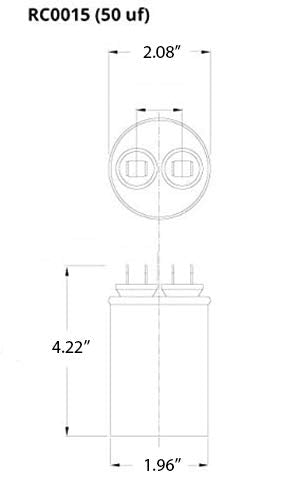 [Australia - AusPower] - TEMCo 50 uf/MFD 370 VAC Volts Round Run Capacitor 50/60 Hz AC Electric - Lot -1 (Optional uf/MFD, Voltage and Lot Quantities Available) 50 uf (1 Pack) 