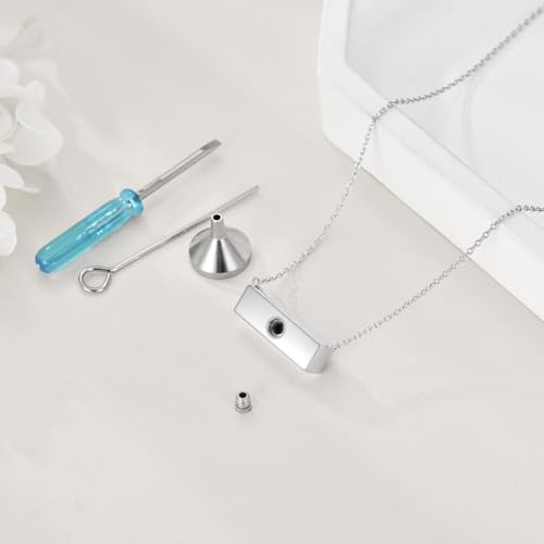 YFN Bar Opal Urn Necklace Sterling Sliver Cremation Jewelry Urn Necklaces for Ashes for Women