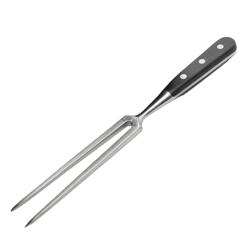 Winco 6" Black Stainless Steel Straight Fork 6" Triple Riveted Straight