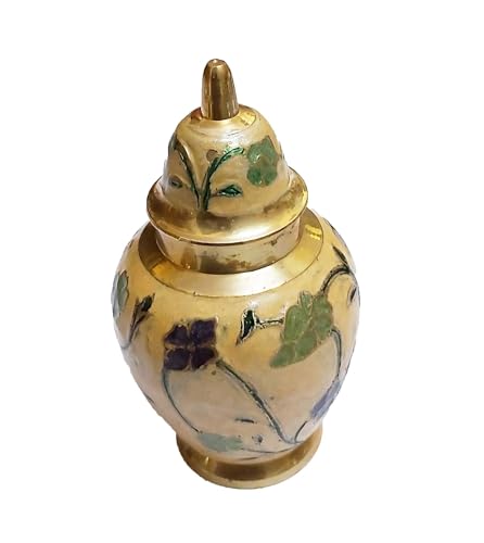 PARIJAT HANDICRAFT Brass Cremation Urns for Human Ashes Remains Suitable for Funeral Cemetery Burial or Niche.