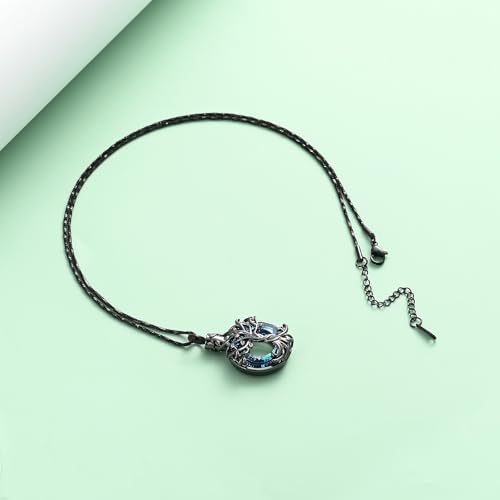 Yinplsmemory Tree of Life Cremation Jewelry Circle Urn Ashes Necklace for Women Men Memorial Keepsake Ashes Jewelry Black-blue