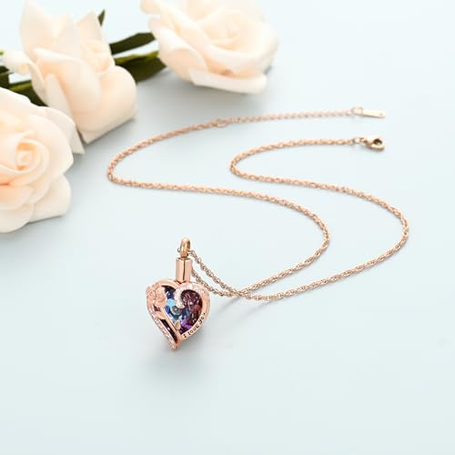 shajwo Rose Flower Heart Cremation Jewelry Rose gold-purple