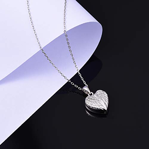 Jinlou Angel Wings Urn Necklace for Ashes Sterling Silver Forever in My Heart Cremation Jewelry for Women 2 Angel Wings urn