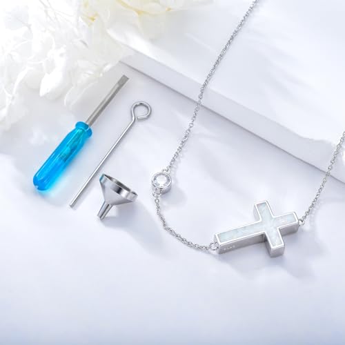 Urn Necklaces for Ashes for Women 925 Sterling Silver Cremation Memory Pendant Necklace Jewellery Keepsake for Human Ash Gifts Cross