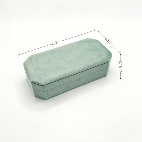 Velvet Ring Organizer Box - Ring Jewelry Box for Rings Earring, Jewelry Tray Rings holder Display Case for Girl Women (8.07"x4.13"x2.16") -PRB024-Mint Green Mint Green