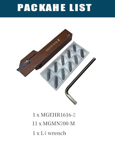 1pc 5/8-Inch Shank MGEHR1616-2 High Quality Lathe Cutting Tool Holder with 10 Pieces MGMN200 Inserts for Insertion for Steel (MGEHR1616-2+ MGMN200) MGEHR1616-2+ MGMN200
