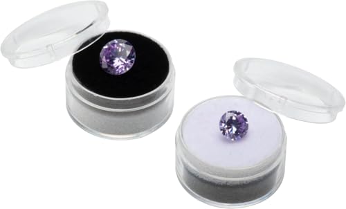 30 PCS Gemstone Display Collection Storage Box with Clear Lid for Gems Diamond and PU Leather Black Bag Holder Container (Black-30pcs) Black-30pcs