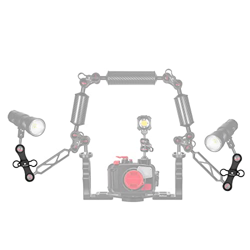 MINIFOCUS 1" Long Ball Clamp Dual Holder Mount for Underwater Photography Diving Light System, Compatible for GoPro Action Camera Flashlight Arms System(2 PCS) 2 Pcs 2 Holes Plus