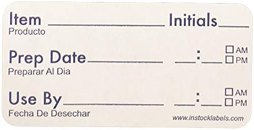 Removable Food Storage Shelf Life Labels for Food Rotation Use by Preparation Stickers Prep Date 1 x 2 Inch 500 Adhesive Stickers