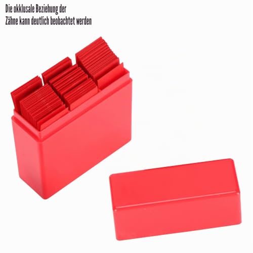 300 Sheets Occlusion Paper Dental, Bite Articulation Paper with Plastic Dispenser, Double-Sided Occlusion Foil Tooth, for Occlusal and Interproximal Adjustments (Red) Red