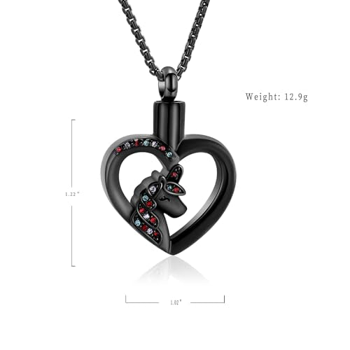 Oinsi Unicorn Cremation Jewelry For Ashes Of Loved One Keepsake Memorial Urn Necklace Pendant Women Girls Fashion Jewelry Style A-Black