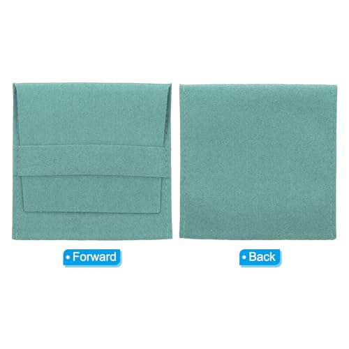 PATIKIL 8x8cm Jewelry Pouches with Band, 20 Pack Microfiber Jewelry Pouches Portable Soft Storage for Necklace Bracelet Earring Watch Rings Brooch, Light Green
