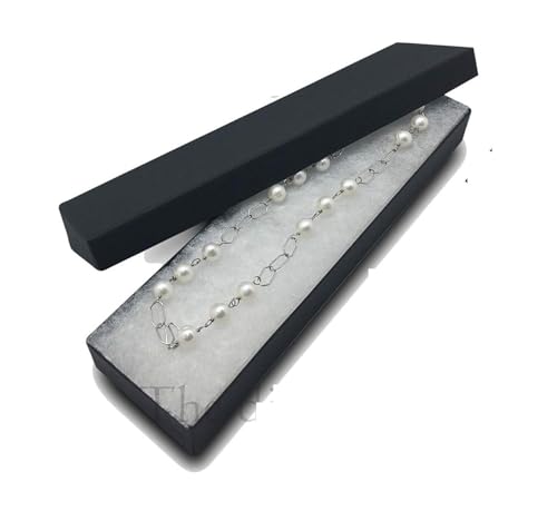 RJ Displays 25 Pack Cotton Filled Cardboard Paper Jewelry Bracelet, Watch, Necklace, Jewelry Set, Gift Retail Packaging (Matte Black, 8" x 2" x 1")