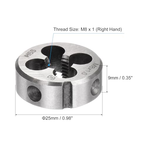 QUARKZMAN Round Die Metric M8 x 1 Thread (Right) High Speed Steel (HSS) Die Repair Tool