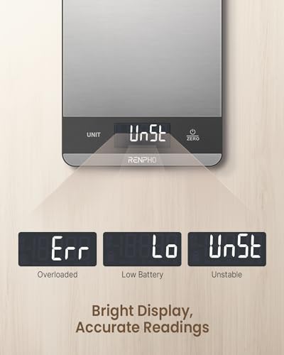 RENPHO Digital Kitchen Scale, 7 Units, Stainless Steel, High Precision