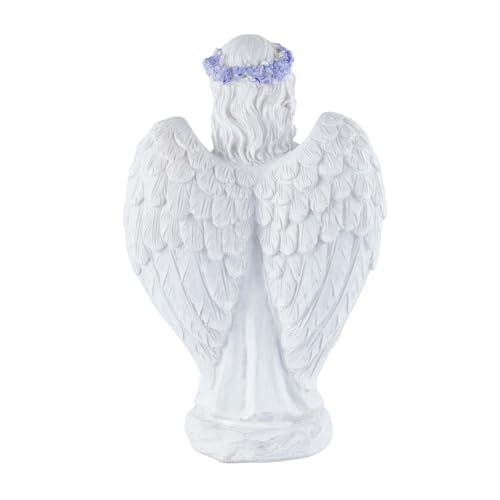 Praying Angel Figurines with Wreath for Garden Statues Angel Decor Standing With Lavender B