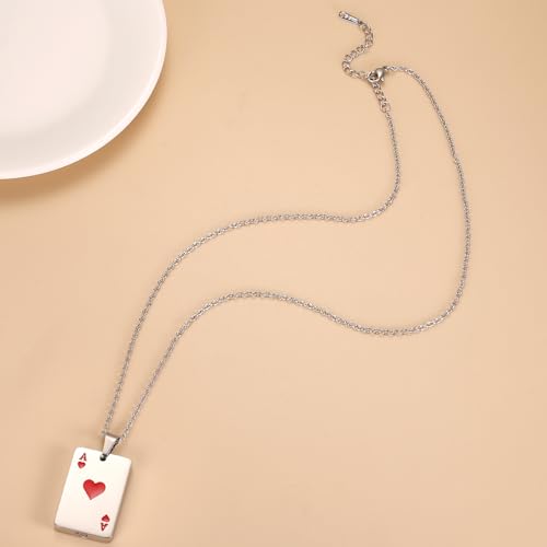 Ace of Spades Urn Necklace For Ashes For Men Women Good Luck Poker Card Cremation Jewelry Stainless Steel Keepsake Memorial Pendant Red